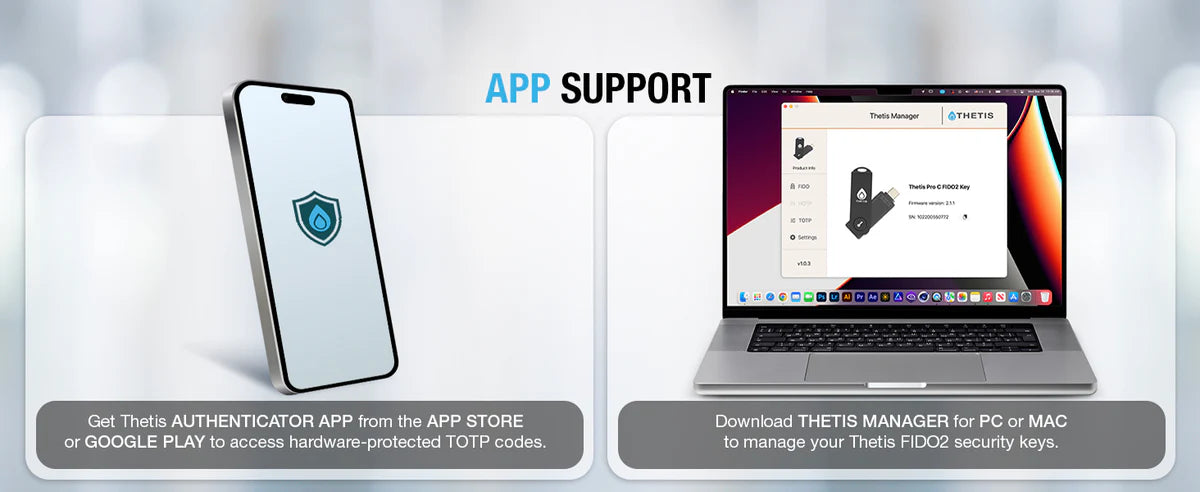 Thetis PRO Dispositivo de Seguridad con FIDO2 Passkey y Autenticación 2FA , USB-A, USB-C & NFC